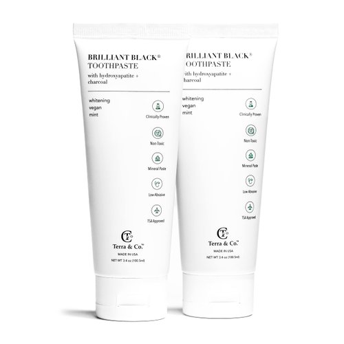 Terra & Co. Brilliant Hydroxyapatite Charcoal Toothpaste for Whitening Teeth– Natural Vegan Sensitive