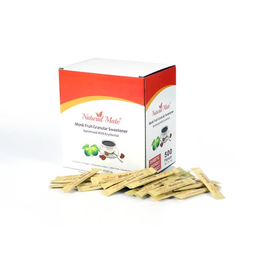 Natural Mate Monk Fruit Sweetener Packets, 500 Count (2 grams/packet) | 3 Pack