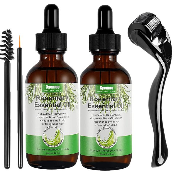 Generic 2Pack Rosemary Essential Oil for Hair Growth, Eyebrow and Eyelash Growth, Skin Care, Aromatherapy & Diffuser, Hair Loss Treatment Oil for Women and Men, Brown