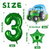 5Pcs Tractor Balloons, Green Tractor Birthday Number Mylar Foil Balloon Farm Theme 3rd Birthday Party Supplies Decor (3rd)