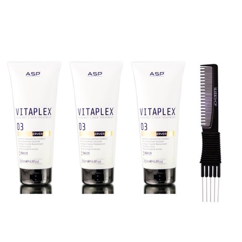 yper Affinage Asp Luxury Vitaplex Biomimetic Hair Treatment 03 Bond Preserver (6.8 oz) with Teasing Comb Pack 3