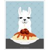 A 5J - White Llama Eating Spaghetti UNFRAMED Wall Art Print by Lee ArtHaus