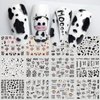MAIOUSU STORE Nail Art Stickers, 12 Sheets Cute Milk Cartoon Water Transfer Nail Decals Nail Stickers with Assorted Patterns Milk Cow Animal Leopard Heart Design DIY Nail Art Decoration