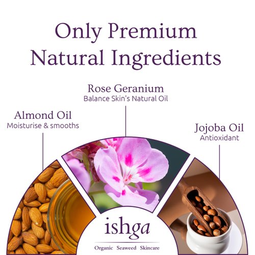Ishga Organic Nourishing Face Oil | Scottish Seaweed, Jojoba, Almond Oil, Rose Geranium | Vegan, Cruelty-Free | 1.69fl oz (50ml)