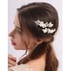 Rumtock 2pcs White Flower Silver Leaf Hair Comb Set for Wedding Brides Women Handmade Boho Jewelry