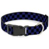 Dog Collar Plastic Clip Checker Black Blue 13 to 18 Inches 1.5 Inch Wide