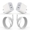 iPhone 16 Charger,USB C Charger Fast Charging,2Pack Dual USB C Port PD Charger Block iPhone 15 Charger Adapter with USB C to C Charger Cable,USB C Charging for iPhone 16/16 Pro/15/15 Pro Max,iPad Pro
