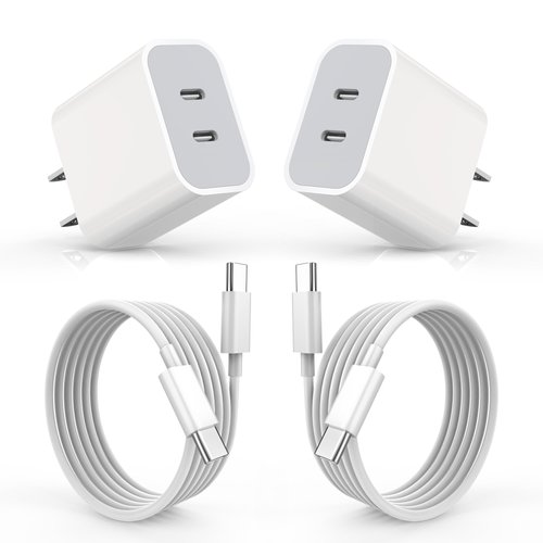 iPhone 16 Charger,USB C Charger Fast Charging,2Pack Dual USB C Port PD Charger Block iPhone 15 Charger Adapter with USB C to C Charger Cable,USB C Charging for iPhone 16/16 Pro/15/15 Pro Max,iPad Pro