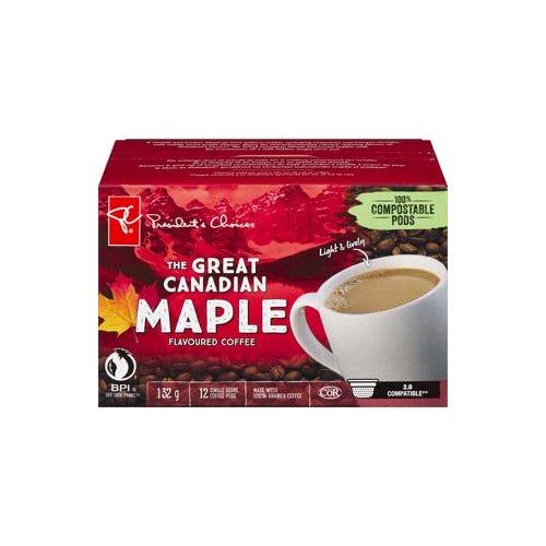 The Great Canadian Maple Flavoured Coffee Single Serve Coffee Pods, Keurig Compatible 132g/12ct, (Imported from Canada)