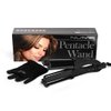 NuMe Pentacle 2-in-1 Deep Waver and Curling Wand, Professional Ceramic Deep Hair Waver for Beachy Waves, Hair Crimper (Black)