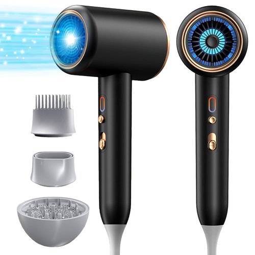Preshwous Ionic Blow Dryer, Blow Dryer with Diffuser & Concentrator & Comb Nozzle, 1875W Turbo Ultra-Quiet Hair Dryer with 2 Heat & 3 Speed, Fast Heat-UP Compact Hair Dryer for Home Travel