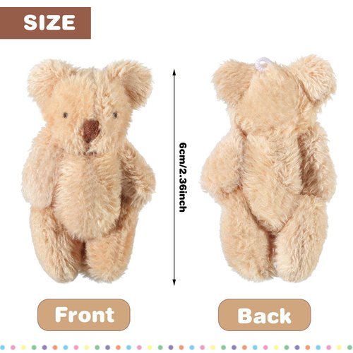 Skylety 32 Pieces Mini Bear Plush Toy Tiny Bear 2.36 Inches Mini Joint Bear Tiny Soft Bear Doll Stuffed Animal Toys for Birthday Cake Wedding Decoration Party Favor, 4 Colors