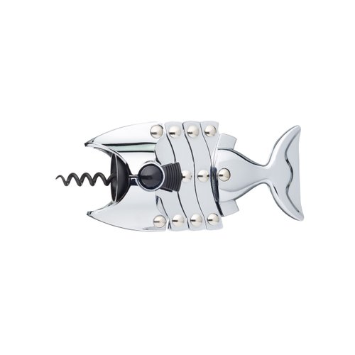 BarCraft Lazy Fish Corkscrew and Bottle Opener, Stainless Steel Wine Opener, 16.5 x 7.5 x 4.5cm, Silver