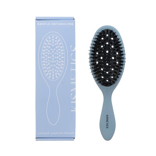 KISMETICS - Gentle Detangling Vented Cushion Brush, Fast Blowdry and Styling, Flexible Soft Pins and Boar Bristles, Fast Drying Hair Brush for Smooth and Finish, for Straight, Fine and Thin Hair