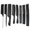 White/Black salon professional barber carbon comb heat-resistant anti-static hair comb set of 8 hairdressers preferred… (Black)