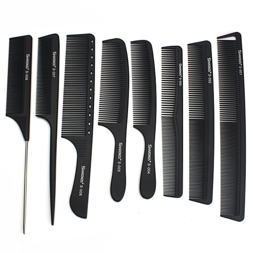 White/Black salon professional barber carbon comb heat-resistant anti-static hair comb set of 8 hairdressers preferred… (Black)