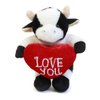 Plushland Stuffed Animal with Red Heart – Love You- Plush Animals Toy for Kids & Adults - Embroidered Heart Pillow -8 inches (Cow)