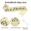 65th Birthday Sash and Crown for Women Gold 65th Birthday Tiara and Sash Set Gifts for Her 65 & Fabulous Sash Birthday Decorations Happy Birthday Crown and Sash Accessories Birthday Gift for Women