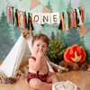 MUWEOL Happy Camper High Chair Banner - One Happy Camper Highchair Banner,Camping Decoration,One Happy Camper Kids First Birthday Party Banner