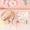 57Pcs Fairy Disposable Tableware Set Flower Fairies Mushroom Party Plates Cups Napkins Sets Fairy Cake Topper Banner Fairy Party Decorations Supplies Girls Birthday Party Decor(10 Guests)