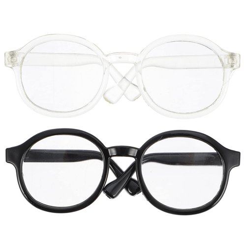 NUOBESTY Doll Eyewear 2pcs Doll Glasses Doll Eyeglasses Doll Dress up Glasses Dolls Reading Glasses Mini Glasses Costume Supplies for 15-20cm Doll Kids Play House Black Transparent