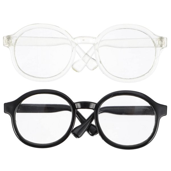 NUOBESTY Doll Eyewear 2pcs Doll Glasses Doll Eyeglasses Doll Dress up Glasses Dolls Reading Glasses Mini Glasses Costume Supplies for 15-20cm Doll Kids Play House Black Transparent