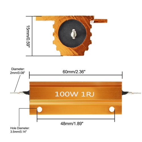 Bonsicoky 5 Pcs 1 Ohm 100W Wirewound Resistors, Aluminum Shell Resistor for Doorbell, Led, Power Supply Equipment