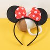 CHuangQi 2pcs Mouse Ears Headband Solid Black Ear & Red Bow with Polka Dots for Boy & Girl Birthday Party, Party Favors
