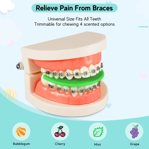 Bite Wafers for Orthodontic Braces - Therapy Wafer Latax Free, Relieve Pain from Braces, Teeth Pain Relief Chewies, Night Mouth Guard Alternative (Mint, 25 Pcs)