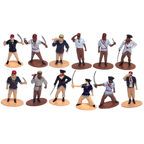 Zugar Land Pirate Toy Miniature Figures Playset - 12 Pack (3") Assorted Weapons, Crewmates, Accessories, Caribbean Theme, Great Toy for Kids and Party Favor, (Pirate, 12 Pack)