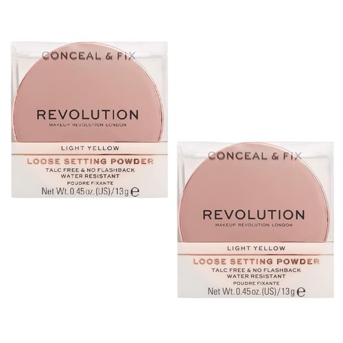 Pack of 2 Makeup Revolution Beauty Conceal & Fix Setting Powder, Light Yellow