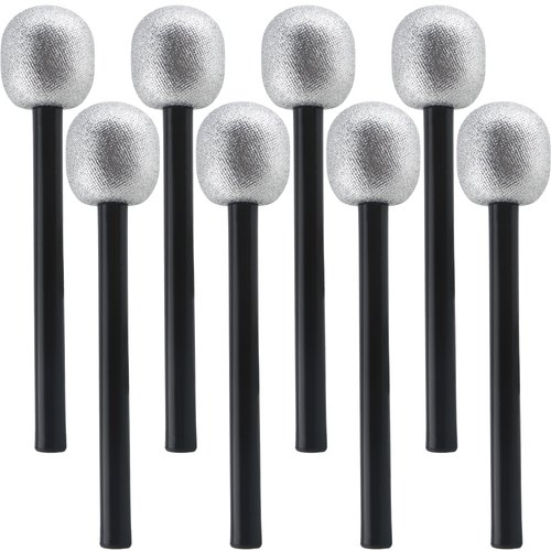 Haconba 8 Pack Microphone Toy Fake Plastic Glitter Stage Mic Costume Prop for Stage Play Cosplay Prop Birthday Disco Theme Party Favors (color set 3)