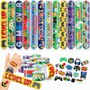 48 PCS Game Party Favors 24PCS Tattoos Sticker 24PCS Slap Bracelets Wristbands Perfect for Themed Birthday Party Favors Baby Showers or Classroom Rewards Ideal Decor and Gifts for Girls and Boys