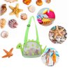 Auony Beach Toy Mesh Beach Bag Kids Shell Bag Dinosaur Beach Sand Toy Totes for Holding Shells Beach Toys Sand Toys Swimming Accessories for Boys Girls Picking Up Shells (Green)