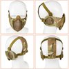 AOUTACC Airsoft Mesh Mask, Half Face Mesh Masks with Ear Protection for CS/Hunting/Paintball/Shooting (Mesh Ear, CP)