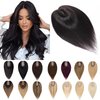 SEGO Human Hair Toppers for Women With Thinning Hair 7 * 13CM Silk Base 100% Real Human Hair Clip in Top Wiglet Hair Pieces /14 Inch No Bangs Natural Black