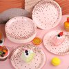 Aneco 60 Pieces 7 Inches Disposable Paper Plates Pink Rose Gold Foil Dot Dessert Plates Round Paper Plates for Wedding Bridal Shower Birthday Party Decorations