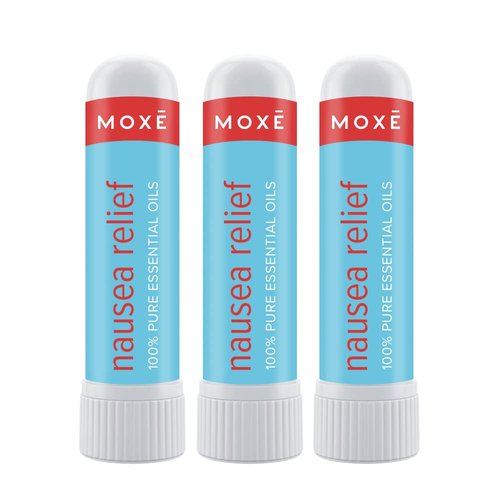 MOXE Nausea Nasal Inhaler Sticks, All Natural Essential Oil Blend, Ginger, Cardamom, Peppermint, Sweet Orange, Upset Stomach, Headaches, Easy-to-Use Portable Aromatherapy, Made in USA, 3 Pack