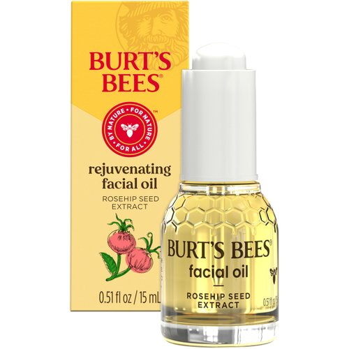 Burt's Bees Stocking Stuffers, Gua Sha Face Oil With Rosehip Seed Extract, Reduces Appearance of Fine Lines and Wrinkles, Use with Ice Roller & Facial Tools, Natural Origin Skin Care, 0.51 fl. oz.
