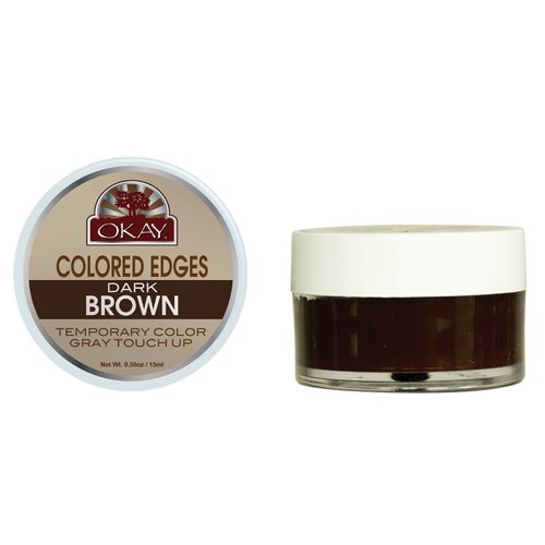 OKAY Colored Edges Dark Brown - Root Touch Up, Edge Control, Root Cover Up, Black Edge Gel, Gray Hair Cover Up for Women & Men, Hairline Coverage for Hair Loss, Thinning - 0.5 Oz (Pack of 1)