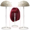 Wig Stand 2 Pack Adjustable Height Wig Holder Stands Non-Slip Portable Wig Head Holders Sturdy Plastic Wig Head Stand for Multiple Wigs and Hats Styling Drying Display (White)