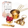 Gold Measuring Cups and Spoons Set - Stackable, Stylish, Sturdy 8-Piece Gold Measuring Spoons Set - Cute Measuring Cup Set, Gold Kitchen Accessories, Gold Kitchen Utensils