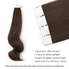 ABH AmazingBeauty Hair Semi-permanent Tape Attached Real Remi Remy Human Hair Extensions Tape in 50g 20pcs Invisible Seamless Reusable Skin Weft Dark Brown Color 2 18 Inch