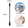 HOMEFOX Black Cotton Swabs Precision Pointed - 400 Count Organic Pointy Pointed Cotton Bud Double Side Tightly Wrapped Charcoal Cotton Tip Paper Stick Soft Gentle Cruelty-Free, Pointy & Round (Black)