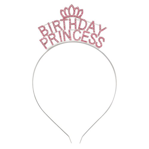 YARIEW Birthday Crown for Women Girls Birthday Princess Headband Rhinestone Alloy Birthday Crown Birthday Girl Headband Tiara Happy Birthday Princess Crown Happy Birthday Party Decorations，Pink