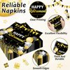 gisgfim 96 Pcs Retirement Party Plates and Napkins Party Supplies Black and Gold Happy Retirement Party Paper Tableware Set Disposable Decorations Favors for Men Women for 24 Guests