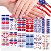 WOKOTO 12 Sheets 168 Pieces 4th of July Nail Polish Stickers Full Nail Wraps for Women Gel Nail Stickers Independence Day American Flag Nail Gel Wraps for Women Stick On Nails Polish Strips