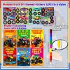 110PCS Monster Truck Party Favors,Monster Truck Coloring Books and Eight Color Crayons,Keychains Pull Back Cars Stickers For Kids