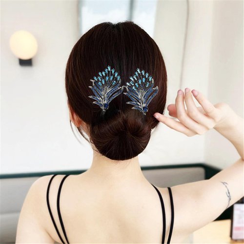 CHCTD Rhinestone Flower Hair Clip, Deft Bun Hair Twister, Lazy Hair Curler Bun Maker, Whale Tail Rhinestone Flower Hair Clip, Easy Bun Hair Bun Maker, Hair Twist Bun Maker,Hair Pins for Buns (09)