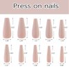 AddFavor 400pc Long Press on Nails Matte Coffin Ballerina Full Cover Fake Nail Tips DIY Acrylic False Nails for Women Girls Nail Art Decoration (Black White Pink Nude)